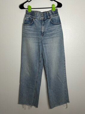 All Saints Hailey Frayed Hem Wide-Leg Denim Jeans Size: Women's 4